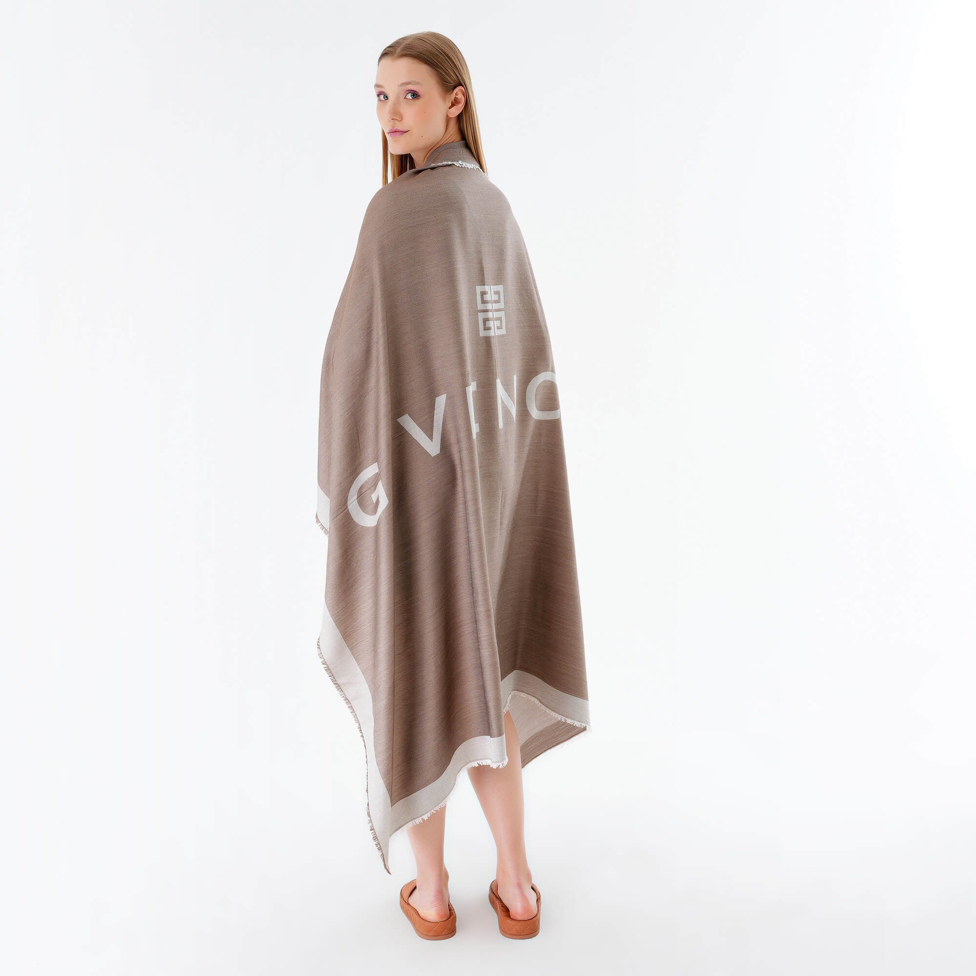 Givenchy -Jacquard Logo Silk Cotton Shawl /Scarf